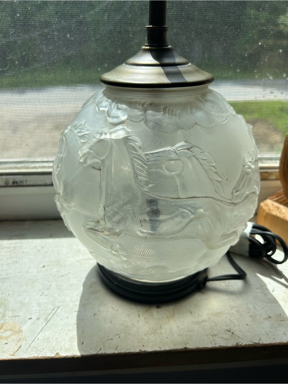 Antique Frosted Glass Horse Lamp- Karl Zentner - Picture 7 of 13